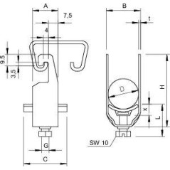Скоба зажимная U-образ. d22-28мм 2056U M 28 FT OBO 1158031