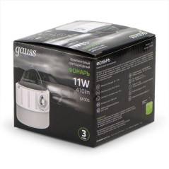 Фонарь кемпинговый аккумуляторный GFL005 11Вт 410лм Li-ion 1200мА.ч Solar LED GAUSS GF005