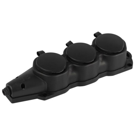 Колодка ЭРА KX-3e-B-IP44 каучуковая с заземлением 3 розетки 16A IP44 черн. Эра Б0068453