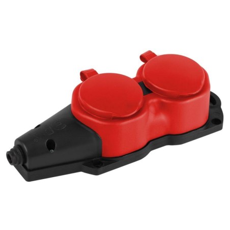 Колодка ЭРА KX-2e-RED-IP44 каучуковая с заземлением 2 розетки 16A IP44 красн. Эра Б0068443