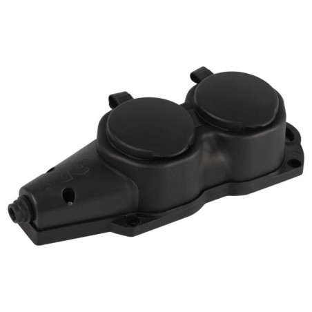 Колодка ЭРА KX-2e-B-IP44 каучуковая с заземлением 2 розетки 16A IP44 черн. Эра Б0068451