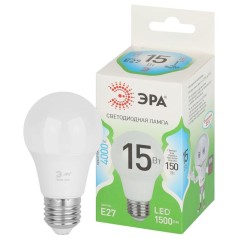 Лампа светодиодная GREEN LINE A60-15W-840-E27 GL E27 15Вт груша яркий свет бел. Эра Б0067128