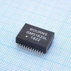 Телекоммуникационный трансформатор 10/100/1000 Base-T +POE+, 1CT:1CT, 1.4Ohm DCR, SMD