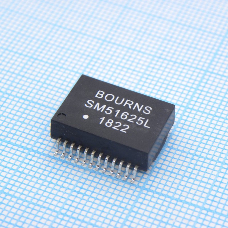 Телекоммуникационный трансформатор 10/100/1000 Base-T +POE+, 1CT:1CT, 1.4Ohm DCR, SMD