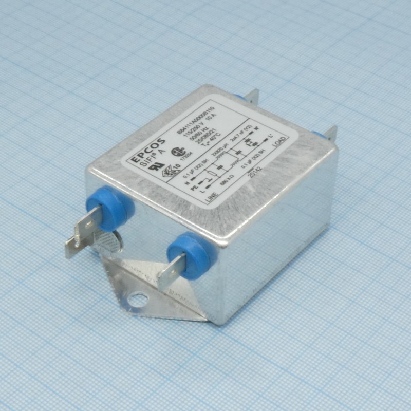Сетевой фильтр 2x10A/250V, SIFI-A, 2x0.1мкФ(X2) + 2x4700пФ(Y2), 2x0.82мГн