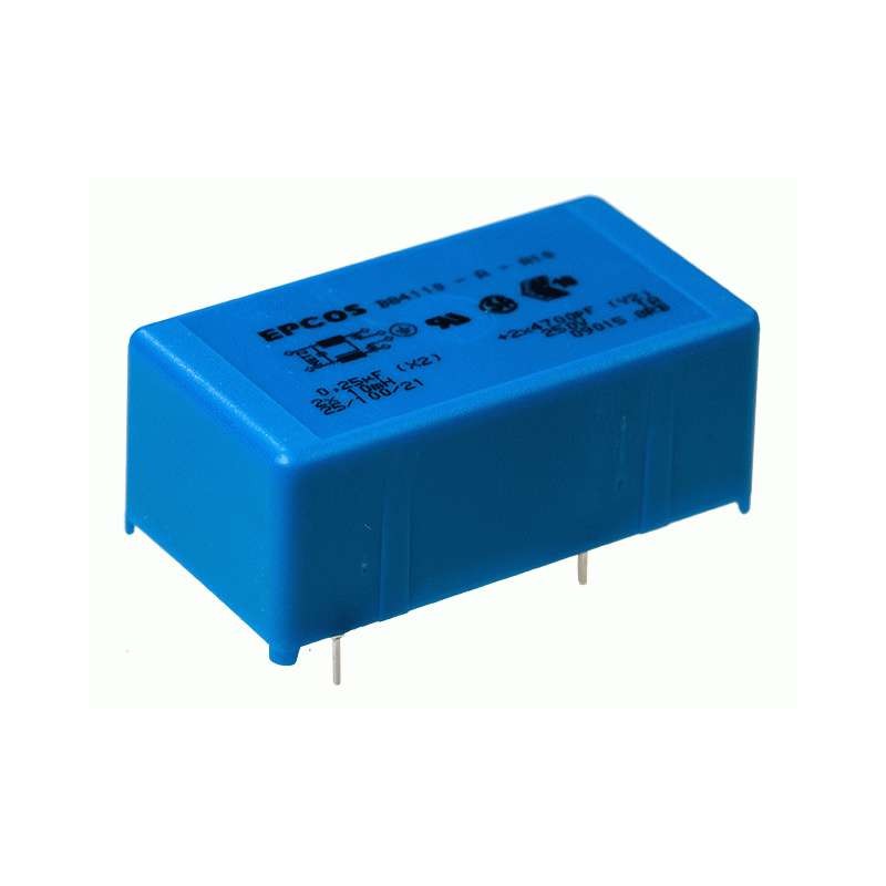 Сетевой фильтр 2x6A/250V, 2х1.9 мГн, 0.22 мкФ (X2), 2х4700 пФ (Y2), 56х30x23 мм, монтаж в плату