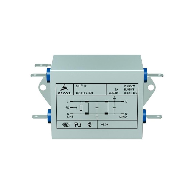 EMC-фильтр SIFI-C, 2X10A 250V, 2 x 0.47мкФ (X2) + 2 x 4700 пФ (Y2), 4 x 3.6 мГн