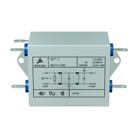 EMC-фильтр SIFI-C, 2X10A 250V, 2 x 0.47мкФ (X2) + 2 x 4700 пФ (Y2), 4 x 3.6 мГн