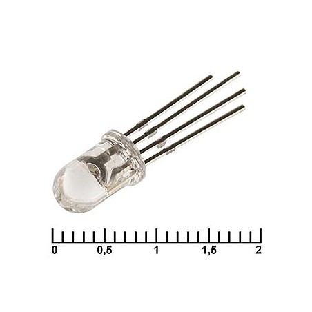 Светодиод 5мм/RGB/620/520/468нм/прозрачный