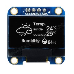 OLED 0.96" графический, 128x64, на плате, белый, контроллер IC SSD1306BZ, интерфейс I2C, Uпит-3v, -40...+80°С