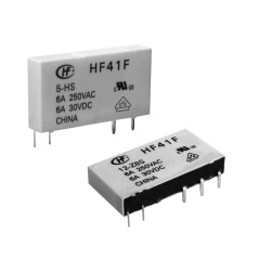 Сверхминиатюрное силовое реле серия HF41F SPDT (6А одна контактная группа-два направления) катушка 12В вертикальный монтаж
