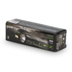 Фонарь ручной аккумуляторный GFL208 8Вт 150лм Li-ion 800мА.ч LED GAUSS GF208
