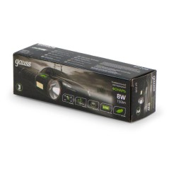 Фонарь ручной аккумуляторный GFL208 8Вт 150лм Li-ion 800мА.ч LED GAUSS GF208