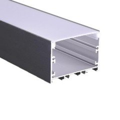 Профиль накладной PAL 5035-BLACK (комплект 2м 2глухих заглушки рассеиватель матов. 4клипсы крепежных) 2м анод. Pro JazzWay 50589