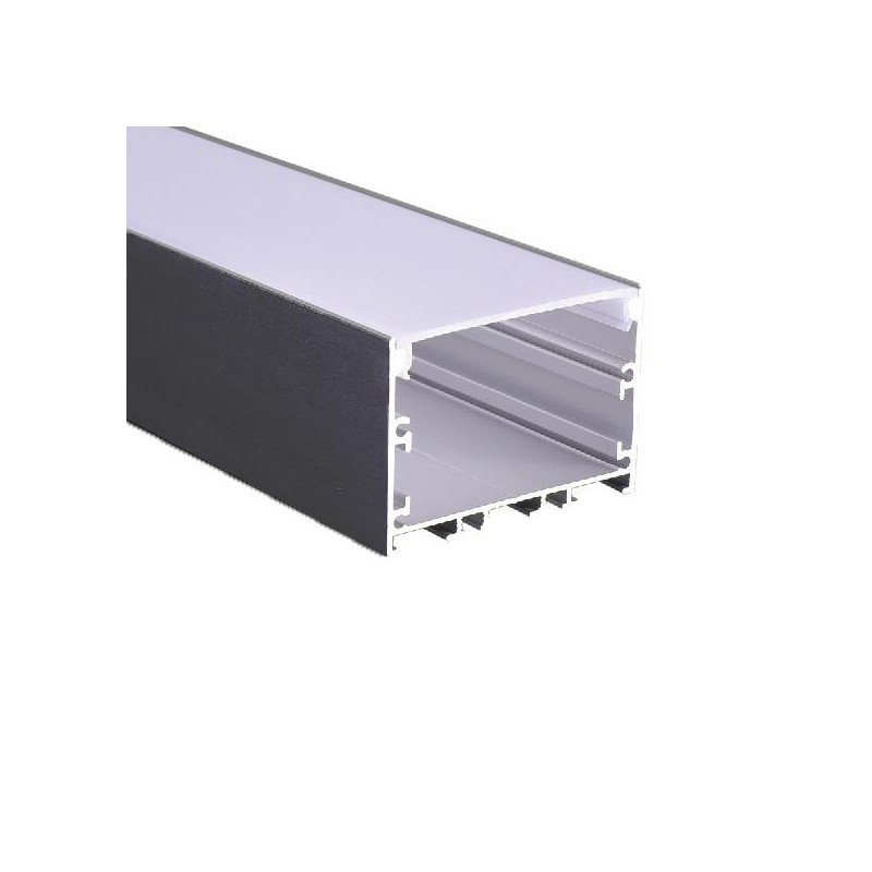 Профиль накладной PAL 5035-BLACK (комплект 2м 2глухих заглушки рассеиватель матов. 4клипсы крепежных) 2м анод. Pro JazzWay 50589