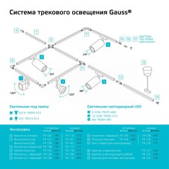 Адаптер универсальный Track однофазный для подключения светильника к трековой системе черн. GAUSS TR122