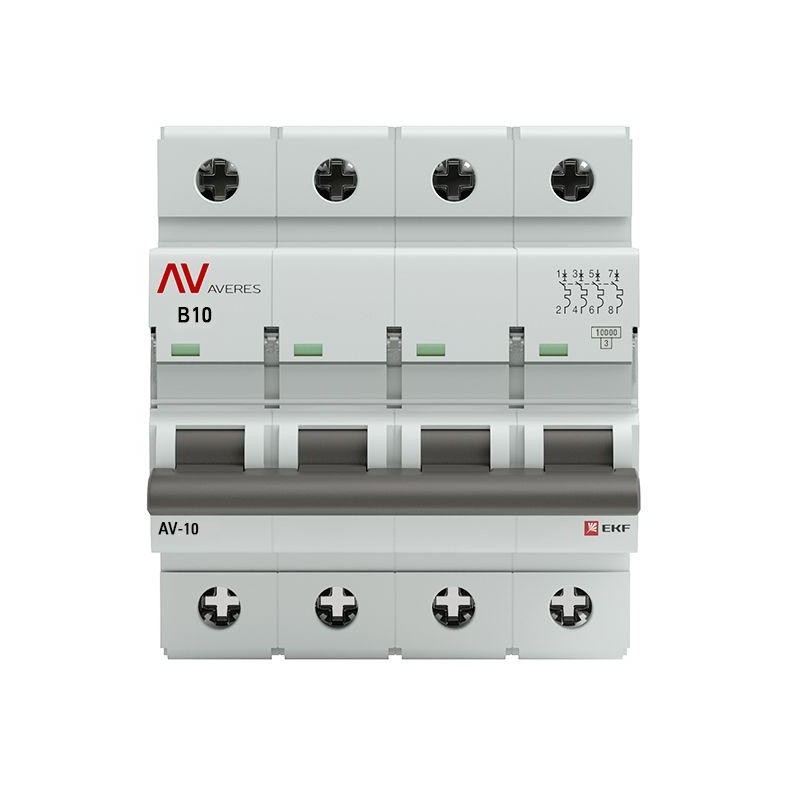 Выключатель автоматический модульный 4п B 10А 10кА AV-10 AVERES EKF mcb10-4-10B-av Выключатель автоматический модульный 4п B 10А 10кА AV-10 AVERES EKF mcb10-4-10B-av