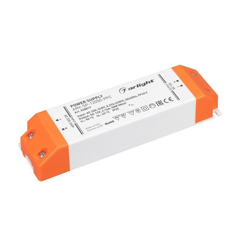 Блок питания ARV-SP-12050-PFC (12В 4.16А 50Вт) (IP20 пластик) Arlight 038817 Блок питания ARV-SP-12050-PFC (12В 4.16А 50Вт) (IP20 пластик) Arlight 038817