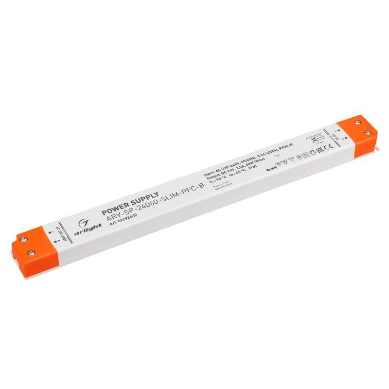 Блок питания ARV-SP-24060-SLIM-PFC-B (24В 2.5А 60Вт) IP20 пластик Arlight 022924(3) Блок питания ARV-SP-24060-SLIM-PFC-B (24В 2.5А 60Вт) IP20 пластик Arlight 022924(3)