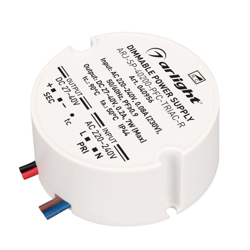 Блок питания ARJ-SP-40200-PFC-TRIAC-R (7Вт 27-40В 200мА) (IP44 пластик) Arlight 040956