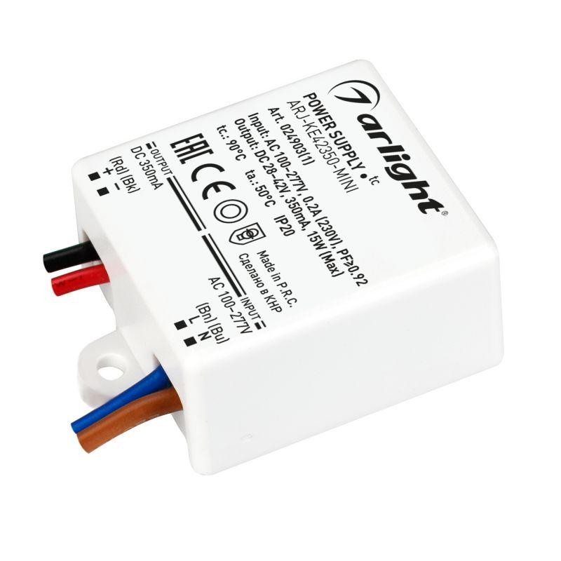 Блок питания ARJ-KE42350-MINI (15Вт 350мА PFC) IP20 пластик Arlight 024903(1) Блок питания ARJ-KE42350-MINI (15Вт 350мА PFC) IP20 пластик Arlight 024903(1)