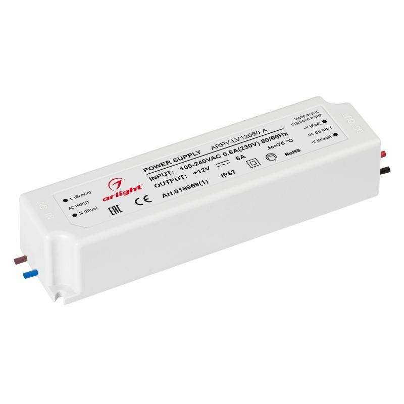 Блок питания ARPV-LV12060-A 12В 5.0А 60Вт IP67 пластик Arlight 018969(1) Блок питания ARPV-LV12060-A 12В 5.0А 60Вт IP67 пластик Arlight 018969(1)