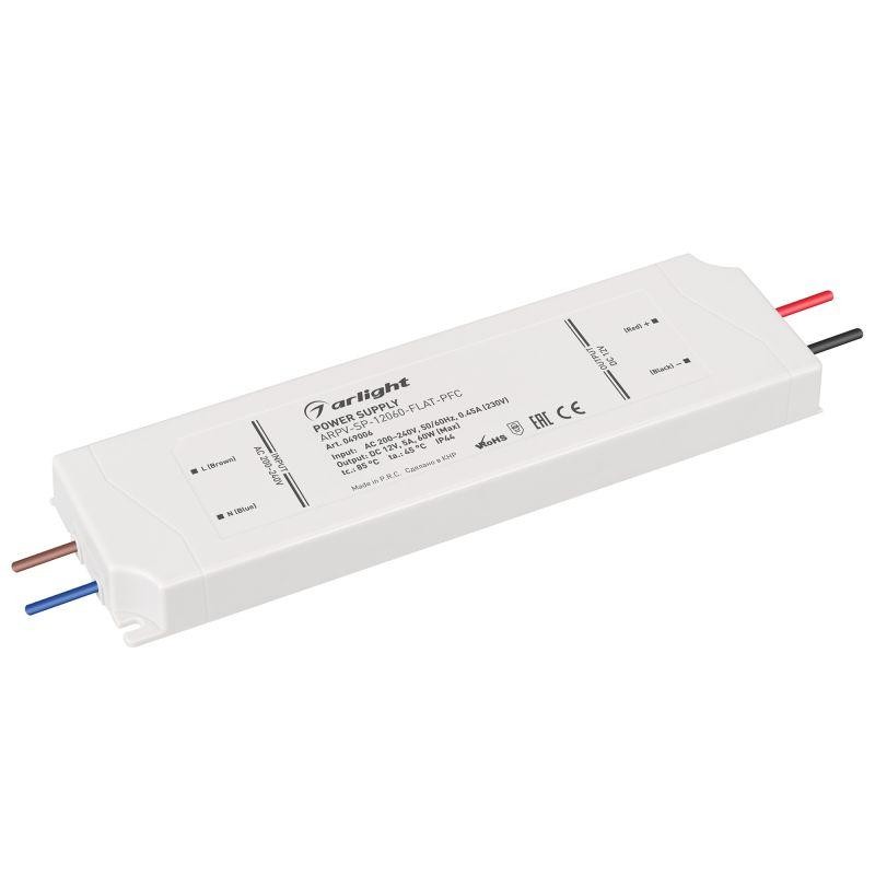 Блок питания ARPV-SP-12060-FLAT-PFC (12В 5А 60Вт) IP44 пластик Arlight 049006 Блок питания ARPV-SP-12060-FLAT-PFC (12В 5А 60Вт) IP44 пластик Arlight 049006
