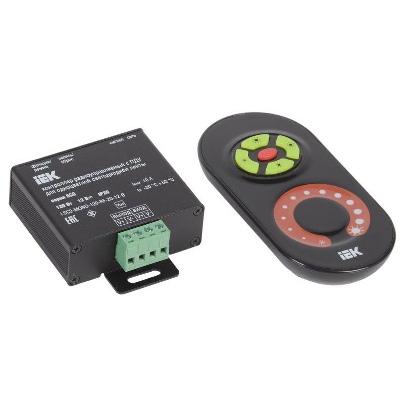 Контроллер с ПДУ радио MONO 1 канал 12В 10А 120Вт черн. IEK LSC1-MONO-120-RF-20-12-B Контроллер с ПДУ радио MONO 1 канал 12В 10А 120Вт черн. IEK LSC1-MONO-120-RF-20-12-B