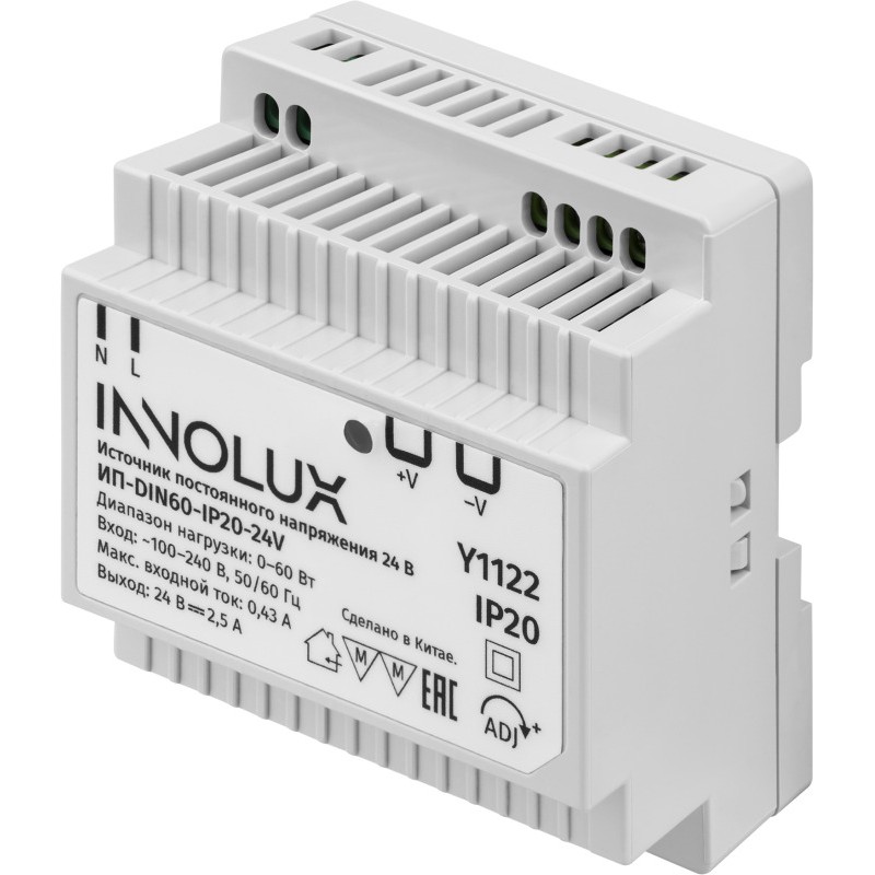 Драйвер для светодиодной ленты 97 439 ИП-DIN60-IP20-24V INNOLUX 97439 Драйвер для светодиодной ленты 97 439 ИП-DIN60-IP20-24V INNOLUX 97439