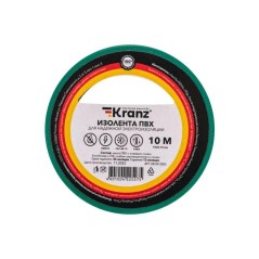 Изолента ПВХ 0.13х15мм 10м зеленая (уп.10шт) Kranz KR-09-2003