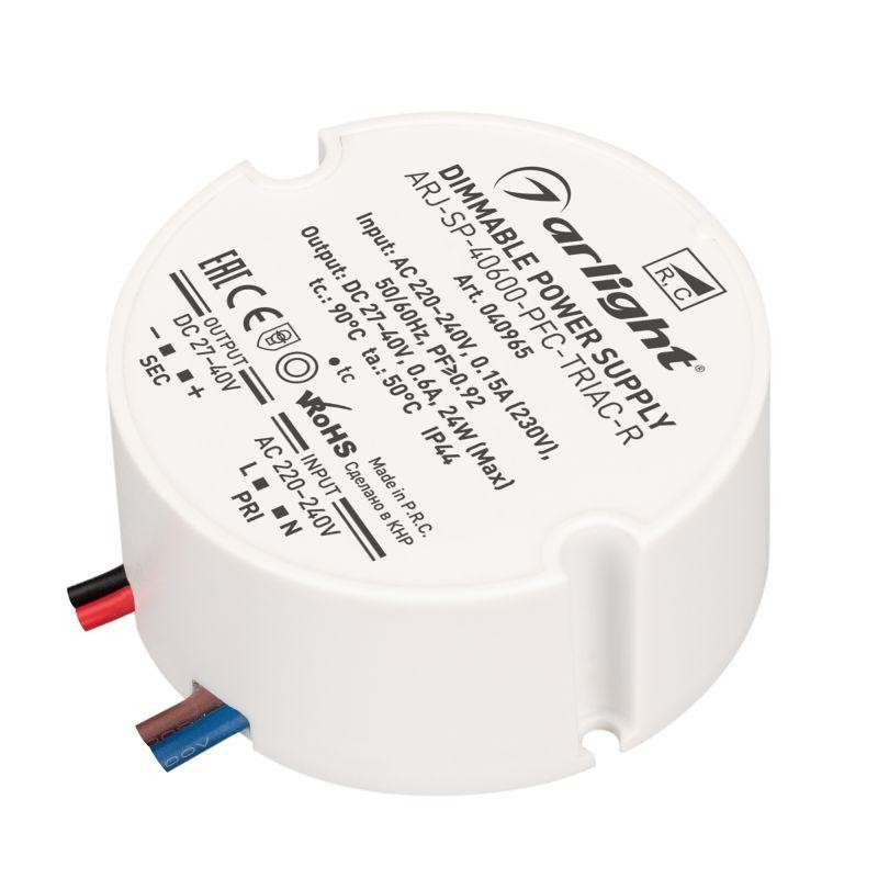 Блок питания ARJ-SP-40600-PFC-TRIAC-R (24Вт 27-40В 600мА) (IP44 пластик) Arlight 040965 Блок питания ARJ-SP-40600-PFC-TRIAC-R (24Вт 27-40В 600мА) (IP44 пластик) Arlight 040965