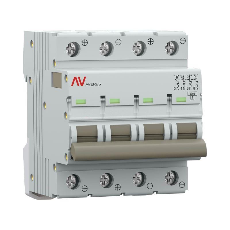 Выключатель автоматический модульный 4п C 25А 6кА AV-6 AVERES EKF mcb6-DC-4-25C-av Выключатель автоматический модульный 4п C 25А 6кА AV-6 AVERES EKF mcb6-DC-4-25C-av