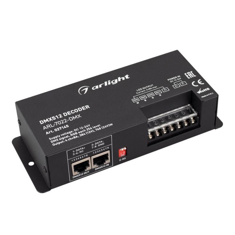 Декодер ARL-7022-DMX (12-24В 4х8А DMX512 XLR3) (IP20 металл) Arlight 027145 Декодер ARL-7022-DMX (12-24В 4х8А DMX512 XLR3) (IP20 металл) Arlight 027145