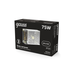 Блок питания для светодиодной ленты Black 75Вт 24В IP20 (драйвер) GAUSS 202002075