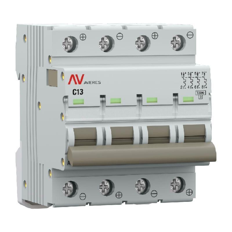 Выключатель автоматический 4п C 13А 10кА AV-10 DC AVERES EKF mcb10-DC-4-13C-av Выключатель автоматический 4п C 13А 10кА AV-10 DC AVERES EKF mcb10-DC-4-13C-av