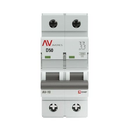 Выключатель автоматический модульный 2п D 50А 10кА AV-10 AVERES EKF mcb10-2-50D-av