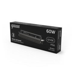 Блок питания для светодиодной ленты Black 60Вт 12В IP67 герметичный (драйвер) GAUSS 202023060