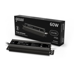 Блок питания для светодиодной ленты Black 60Вт 12В IP67 герметичный (драйвер) GAUSS 202023060