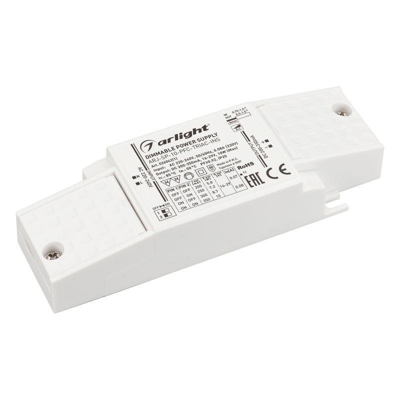 Блок питания ARJ-SP-10-PFC-TRIAC-INS 10Вт 16-29В 0.2-0.35А IP20 пластик Arlight 026042(1)