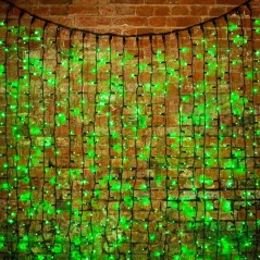 Гирлянда светодиодная "Светодиодный Дождь" 2х1.5м 360LED зел. 23Вт 230В IP67 постоян. свечение провод каучук черн. Neon-Night 23