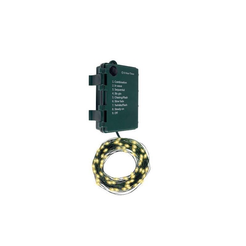 Гирлянда "Роса" DC-G06-50Y 50 microLED 5.1м. 8реж. (3хAA в компл.) желт. ФАZА 5059665