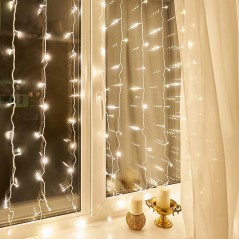 Гирлянда светодиодная "Светодиодный Дождь" 1.5х1.5м LED тепл. бел. свечение с динамикой провод прозр. 230В Neon-Night 235-016