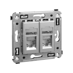 Розетка компьютерная 2-м СП Avanti "Закаленная сталь" RJ45 кат.6 экранир. DKC 4404394