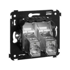 Розетка компьютерная 2-м СП Avanti "Закаленная сталь" RJ45 кат.6 экранир. DKC 4404394
