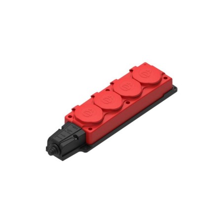 Колодка удлинителя 4-м MultiSet 2К+З 16А 250В IP44 каучук красн. SE MST4124RD