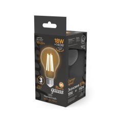 Лампа светодиодная филаментная Black Filament 18Вт A60 грушевидная 2700К тепл. бел. E27 1600лм GAUSS 102902118