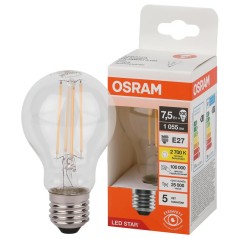 Лампа светодиодная филаментная LSCLA100 7.5W/827230VFILCL 7.5Вт 2700К тепл. бел. E27 1055лм A угол пучка 300град. 220-240В (заме