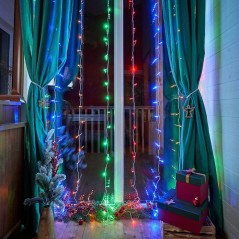 Гирлянда светодиодная "Светодиодный Дождь" 2х3м 240LED мультиколор 12Вт 230В IP20 свечение с динамикой провод прозр. Neon-Night 