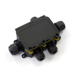 Коробка распределительная ОП с откидной крышкой 131х95х37 5-вводная IP68 ПА66 40А 450В d3.5-12мм черн. Промрукав Промрукав PR08.