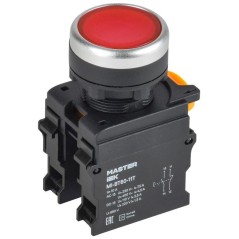 Кнопка d22мм 1НО+1НЗ с фиксацией красн. MASTER IEK MI-BT60-11T-3-21-K04